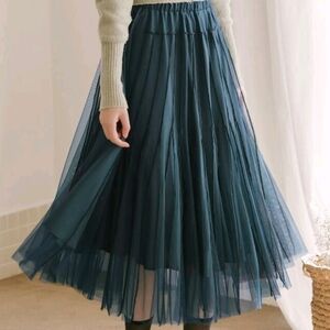 Elegant Blue Pleated Skirt